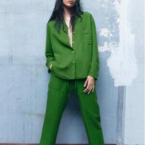 LINEN BLEND green set